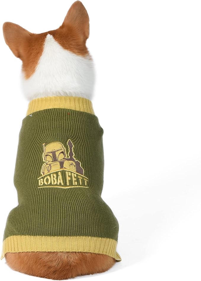 STAR WARS for Pets Boba Fett Dog Sweater, Large (L) | Boba Fett Sweater for Dogs | Pet Apparel, Sweater for Dogs | Gifts for Star Wars Fans, Boba Fett Gift Green