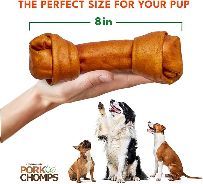 Pork Chomps Roasted Pork Skin Dog Chew, 8-inch Knot, 1 Count