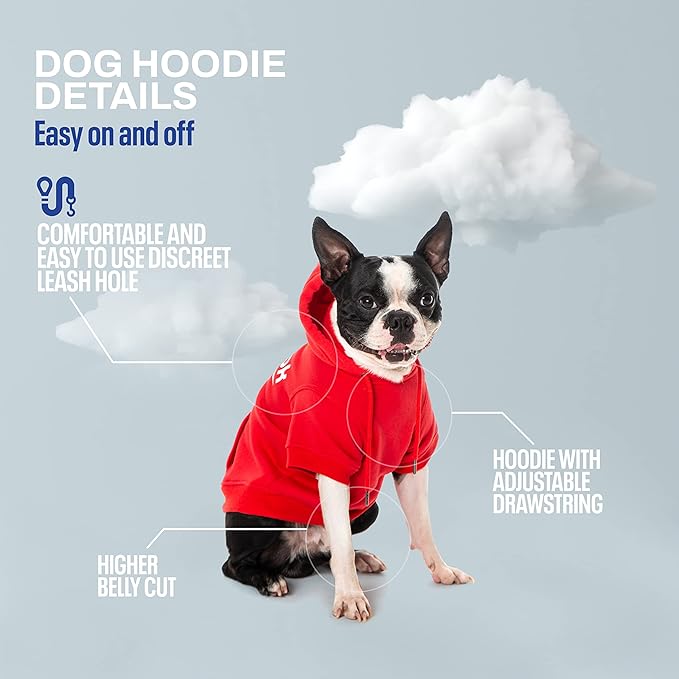 Reebok Fleece Dog Sweater Cozy Warm Perfect Dog Christmas Outfit, Sweatshirt with Leash Hole, Premium Fall Sweater Pullover Hoodie for Small, Medium & Large Dogs