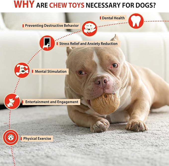 Willjoy 2-Pack Dog Chew Toys for Aggressive Chewers, Tough Dog Toys for Aggressive Chewers, Pine Wood and Nylon Dog Toys for Large Dogs, Bacon Flavor Indestructible Dog Toy Reduce Boredom
