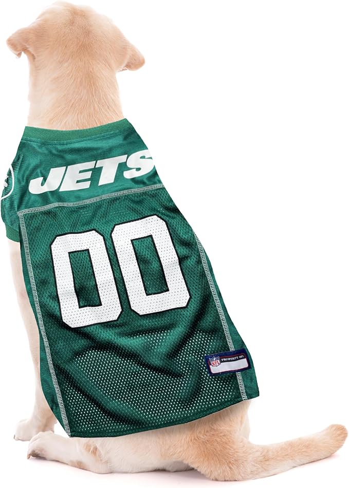 Pets First NFL New York Jets Dog Jersey, Size X-Large. Licensed Jersey Shirt for Dogs