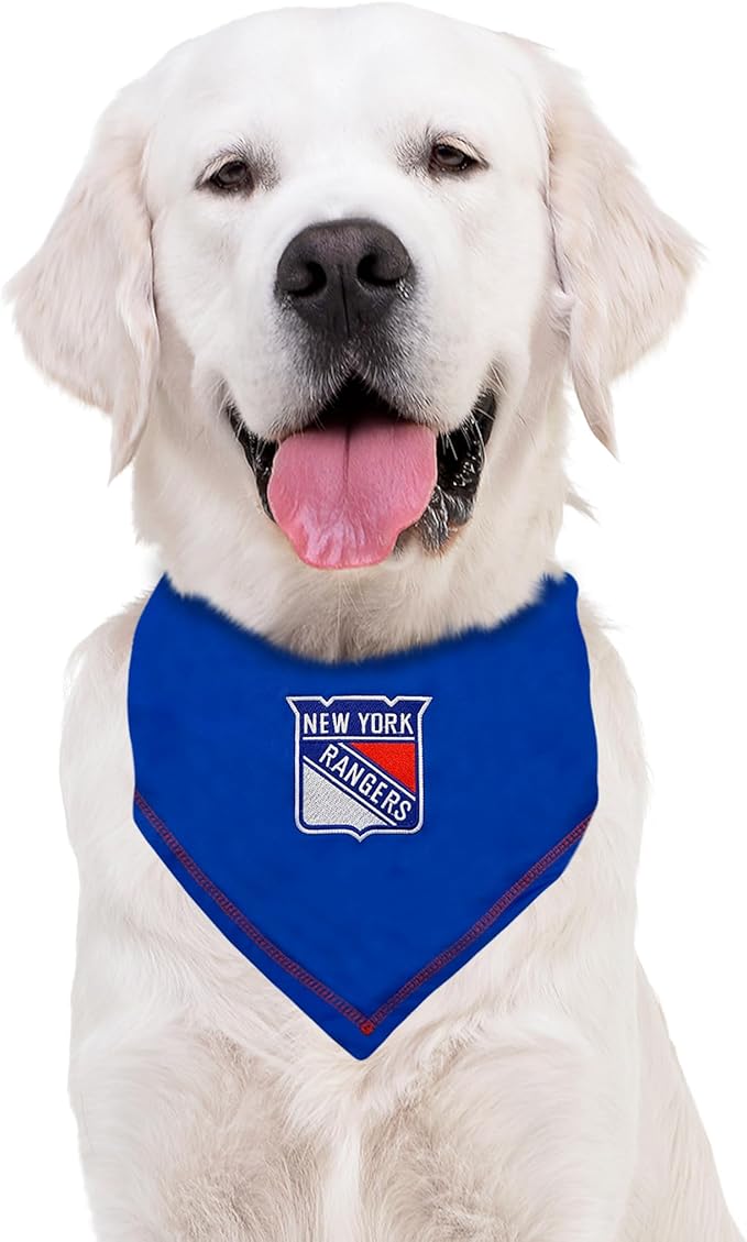 Pets First NHL New York Rangers TIE Bandana, Size Small/Medium. Dog Bandana Scarf Bib for Pet Cat Dog. The Ultimate Game-Day, Party Bandana