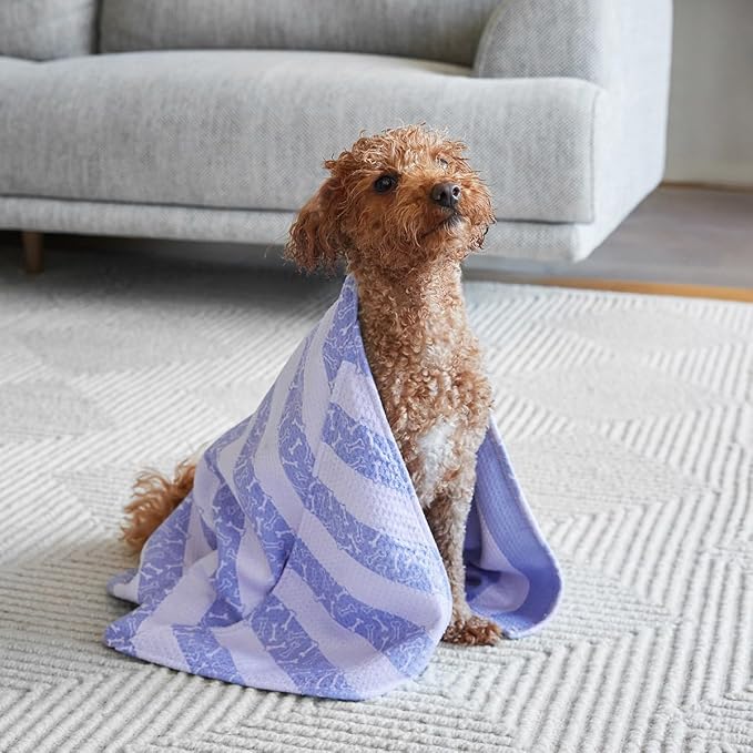 Dock & Bay Pet Towel - Super Absorbent & Quick Drying Dog Towels with Bag - 100% Recycled - Pawfect Purple, Large (120x70cm, 47x27)