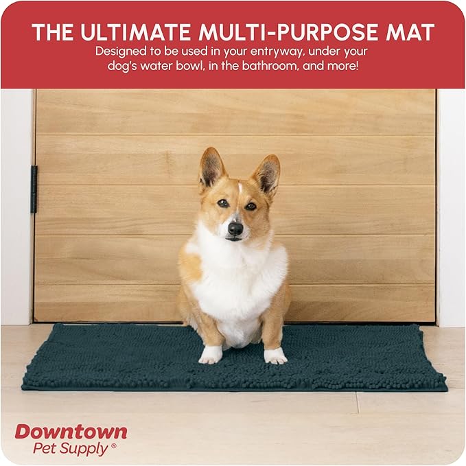 My Doggy Place Microfiber Dog Mat for Muddy Paws, 31" x 20" Teal - Absorbent and Quick-Drying Dog Paw Cleaning Mat, Washer and Dryer Safe - Non-Slip Rubber Backed Dog Floor Mat, Medium