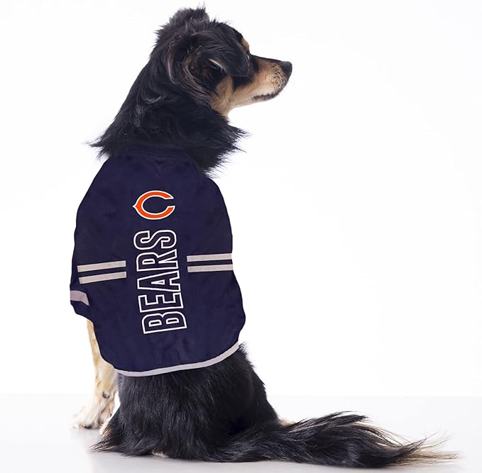 Pets First NFL Chicago Bears Dog T-Shirt, Football Dogs & Cats Shirt - Durable Sports PET TEE - 3 Sizes, NFL PET Outfit, Reflective TEE Shirt in Team Color, Cool Football Dog Tee