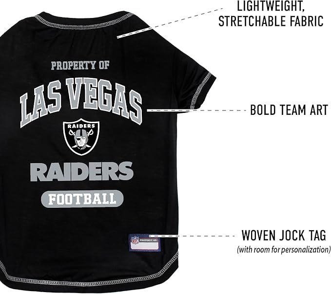 PET SHIRT for Dogs & Cats - NFL LOS VEGAS RAIDERS Dog T-Shirt, X-Large. - Cutest Pet Tee Shirt for the real sporty pup