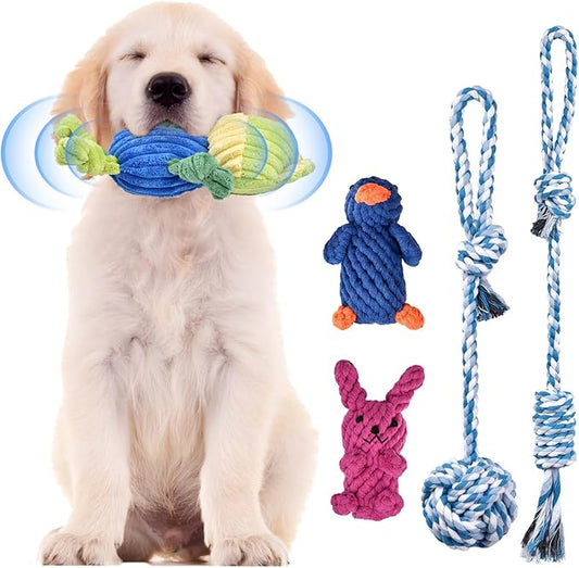 Dog Rope Chew Toys for Aggressive Chewers - 5 Pack Interactive Tug of War Rope for Teeth Cleaning, Puppy Ropes Safe Material for Small Medium Large Dogs Pets