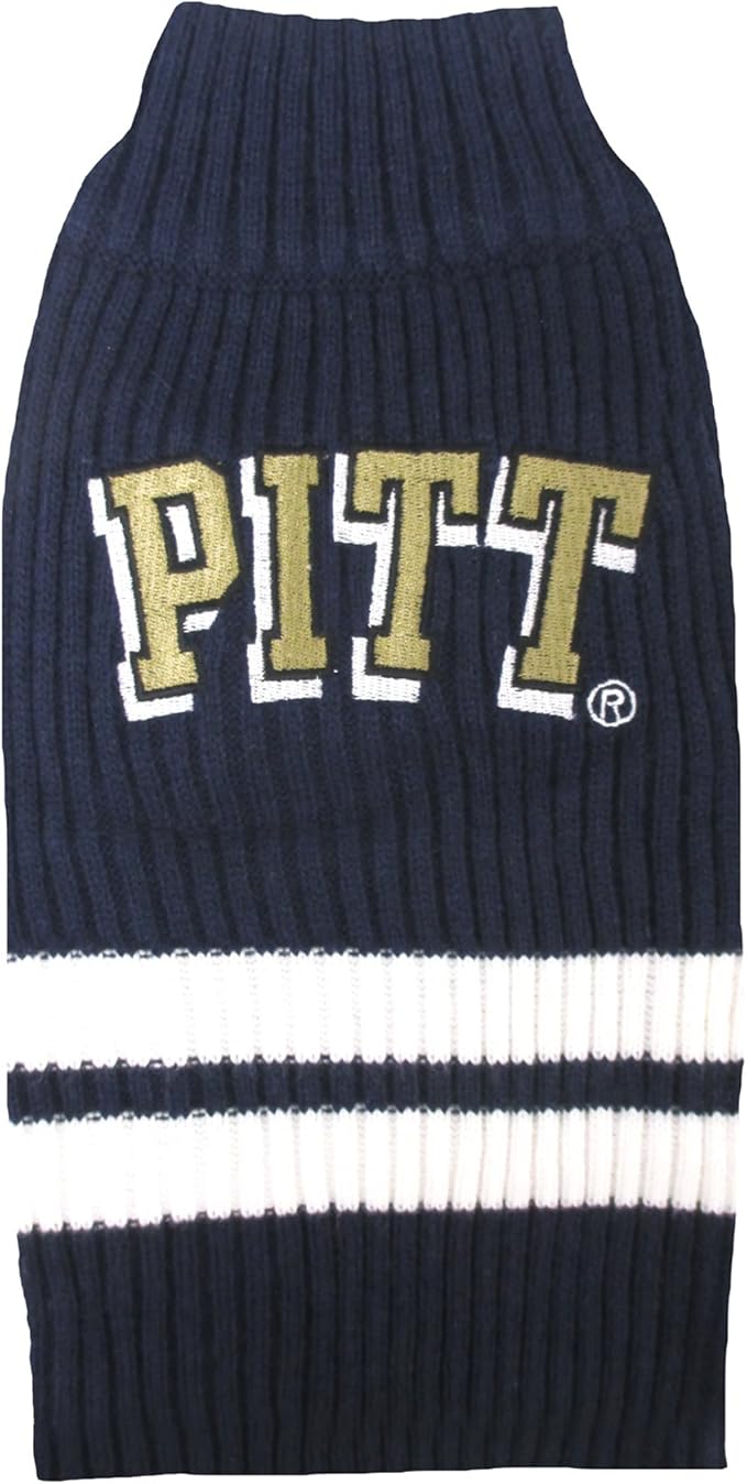 Pets First NCAA Pittsburgh Panthers Dog Sweater, Size X-Small. Warm & Cozy Knit Pet Sweater with NCAA Team Logo, Best Puppy Sweater for Large & Small Dogs
