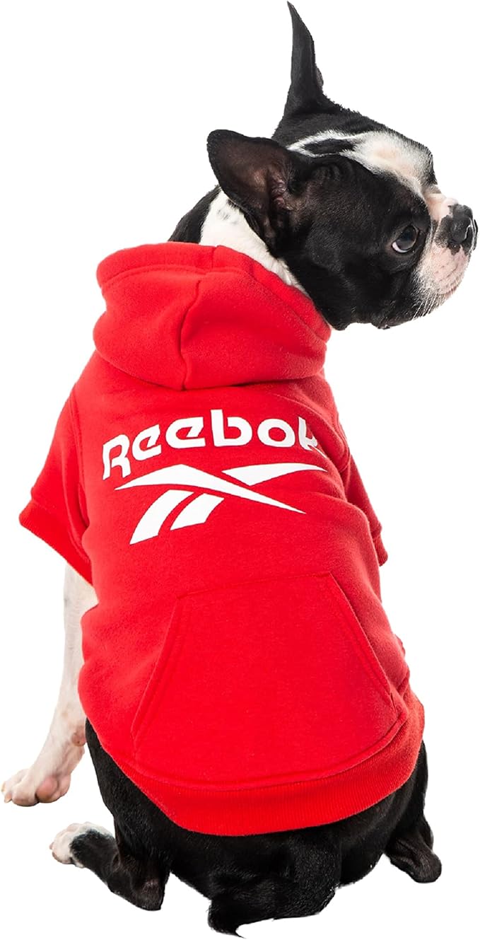 Reebok Fleece Dog Sweater Cozy Warm Perfect Dog Christmas Outfit, Sweatshirt with Leash Hole, Premium Fall Sweater Pullover Hoodie for Small, Medium & Large Dogs