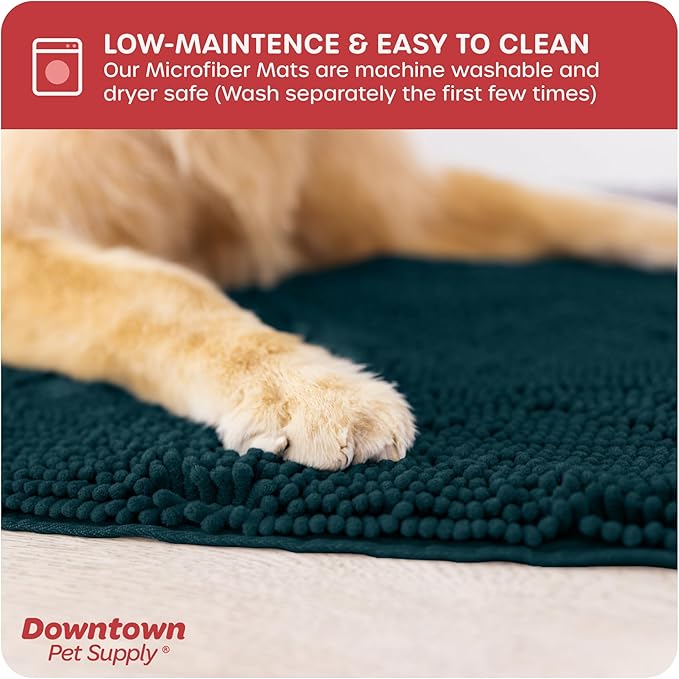 My Doggy Place Microfiber Dog Mat for Muddy Paws, 31" x 20" Teal - Absorbent and Quick-Drying Dog Paw Cleaning Mat, Washer and Dryer Safe - Non-Slip Rubber Backed Dog Floor Mat, Medium
