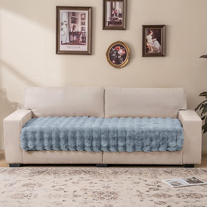 Waterproof Dog Bed Cover, Soft Plush Pet Blanket with Anti-Slip Back for Bed Couch Sofa, Furniture Protector for Small, Medium and Large Dogs and Cats (LightGrey-Bubble, 30"x70")