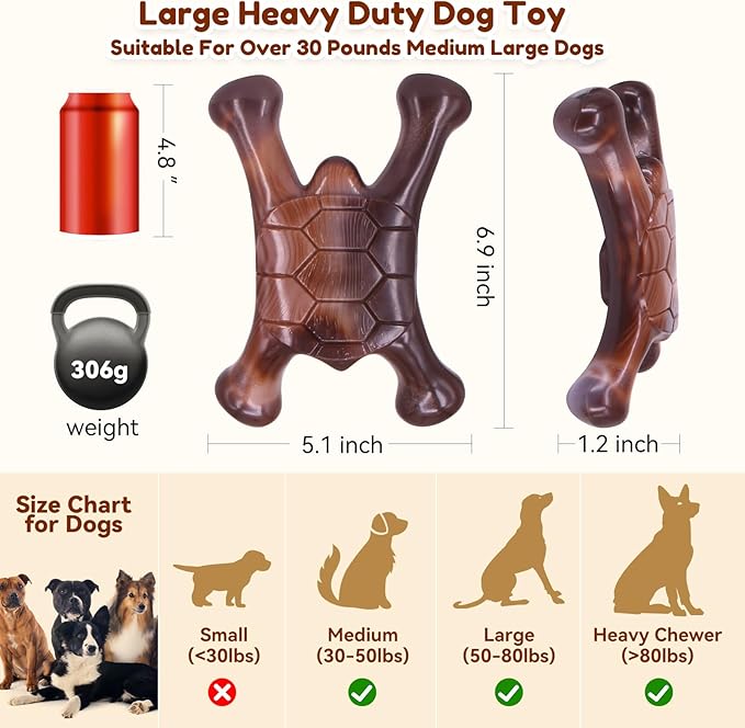 Tough Dog Toys for Aggressive Chewers, Nylon Indestructible Dog Toys to Keep Them Busy, Reduce Boredom, Teeth Cleaning, Heavy Duty Bone Toy for Large and Medium Breed