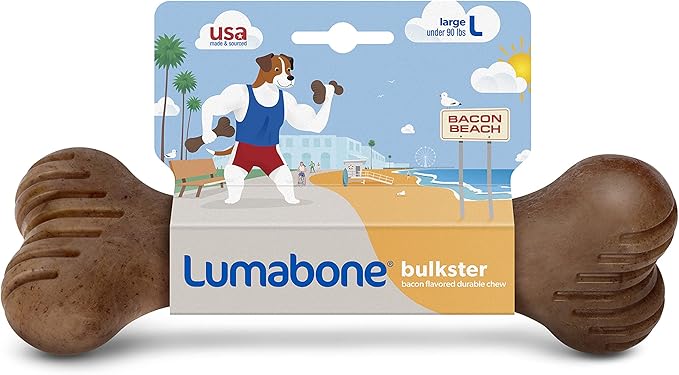 Bulkster Durable Chew Toy for Aggressive Chewers, Real Bacon, Made in USA, Large