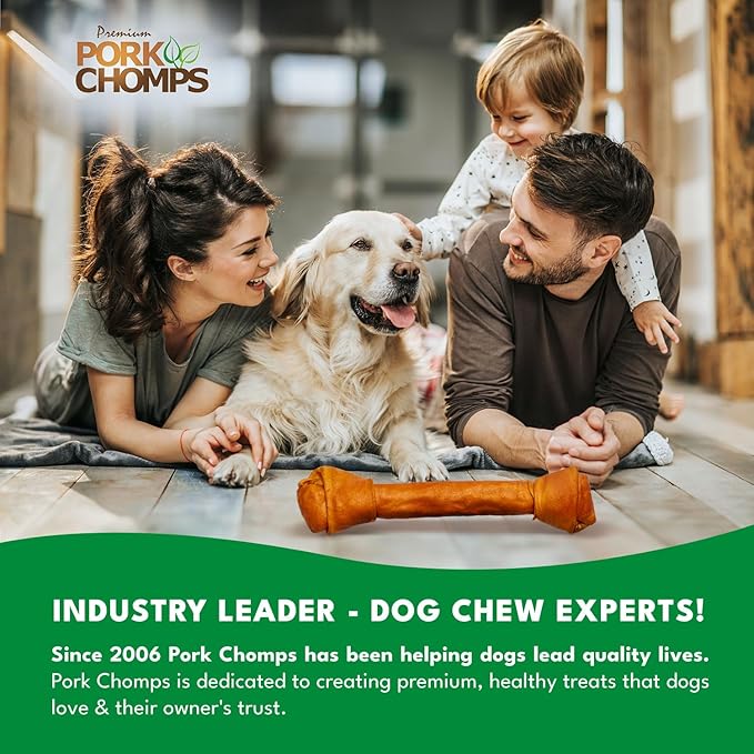 Pork Chomps Roasted Pork Skin Dog Chew, 20-inch Knot, 1 Count (Pack of 3)