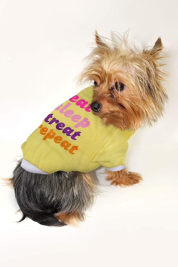 Laur DIY PET TEE Shirt - EAT Sleep Treat Repeat - LAURDIY Dog Shirt, Medium