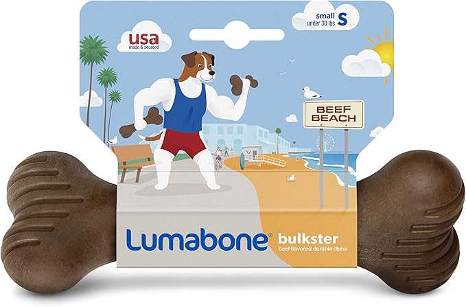Bulkster Durable Chew Toy for Aggressive Chewers, Real Beef, Made in USA, Small