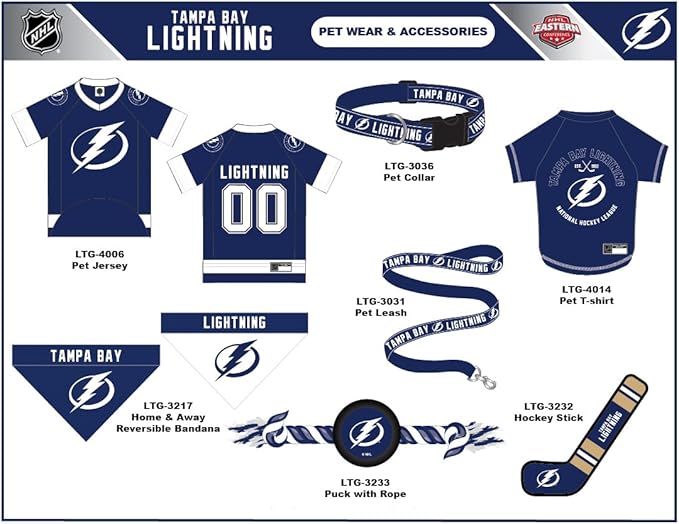 NHL Tampa Bay Lightning Bandana for Dogs & Cats, Large/X-Large. - Cute & Stylish Bandana! The Perfect Hockey Fan Scarf Bandana, Great for Birthdays Or Any Party!