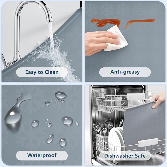 2 Pcs Washer and Dryer Covers for The Top, 23.6" x 23.6" Silicone Washer and Dryer Top Protector Mat, Non-slip Washable Washing Machine Cover for the Top Mat for Home Kitchen Laundry (Gray)