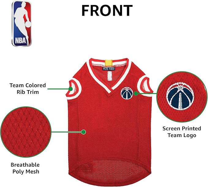 Pets First NBA WASHINGTON WIZARDS DOG Jersey, X-Large - Tank Top Basketball Pet Jersey