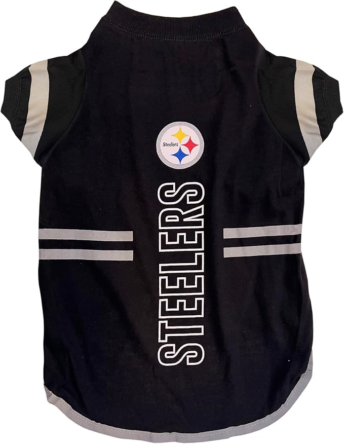Pets First NFL Pittsburgh Steelers Dog T-Shirt, Football Dogs & Cats Shirt - Durable Sports PET TEE - 3 Sizes, NFL PET Outfit, Reflective TEE Shirt in Team Color, Cool Football Dog Tee