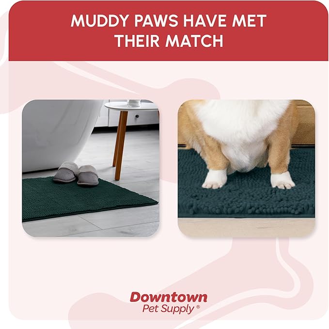 My Doggy Place Microfiber Dog Mat for Muddy Paws, 31" x 20" Teal - Absorbent and Quick-Drying Dog Paw Cleaning Mat, Washer and Dryer Safe - Non-Slip Rubber Backed Dog Floor Mat, Medium