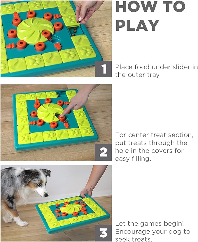 Outward Hound by Nina Ottosson Multipuzzle Level 4 Expert Dog Treat Puzzle for Enrichment, Blue