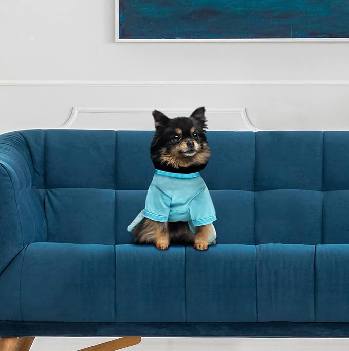 Juicy Couture Turquoise Tulle Sequin Dog Dress – Pullover Design Puppy Shirt with Elasticated Waistline and Flared Skirt, Doggie Clothes for Convenient Bathroom Breaks, X-Small (2-4 lbs.)