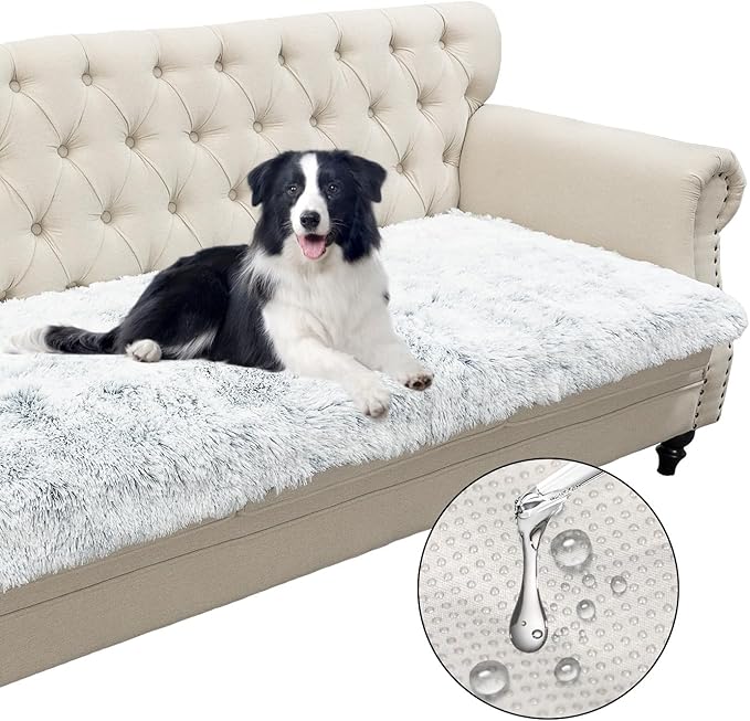 Waterproof Dog Bed Cover, Soft Plush Pet Blanket with Anti-Slip Back for Bed Couch Sofa, Furniture Protector for Small, Medium and Large Dogs and Cats (Magic Gray, 30"x53")