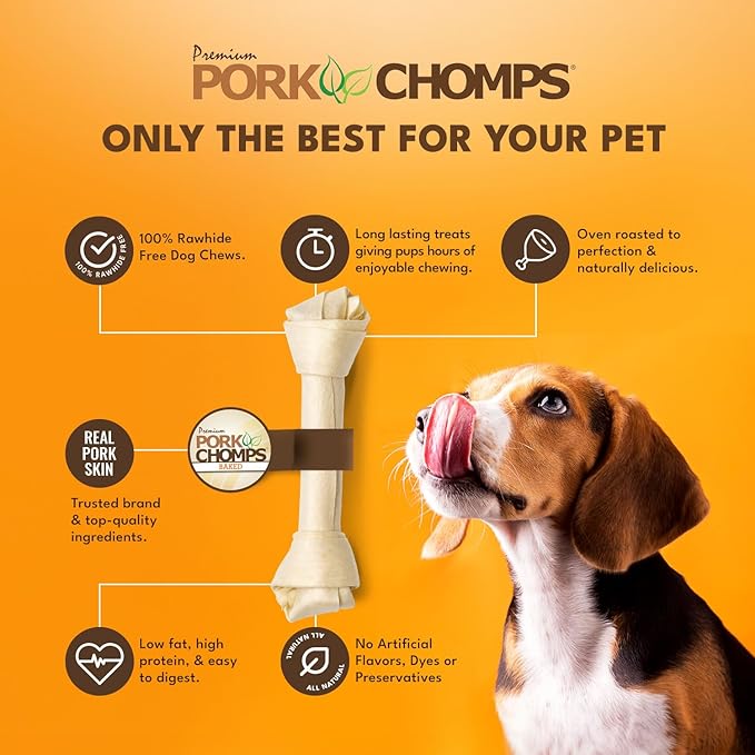 Pork Chomps Baked Pork Skin Dog Chew, 11-inch Knot, 1 Count
