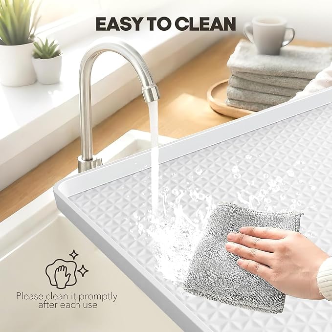 2 PCS Washer Dryer Countertop, 25.6" x 25.6" Large Washer and Dryer Covers for The Top, Non-Slip Waterproof Silicone Dryer Top Protector Mat, Washer Dryer Topper for Laundry Room Kitchen Home（White）
