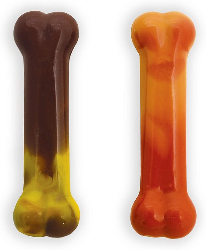 Nylabone Original Bone Power Chew Toy for Dogs, Durable Dog Toys for Aggressive Chewers, Flavor Frenzy Bacon Cheeseburger & Apple Pie Flavor, Small - Up to 25 Ibs, 2 Pack