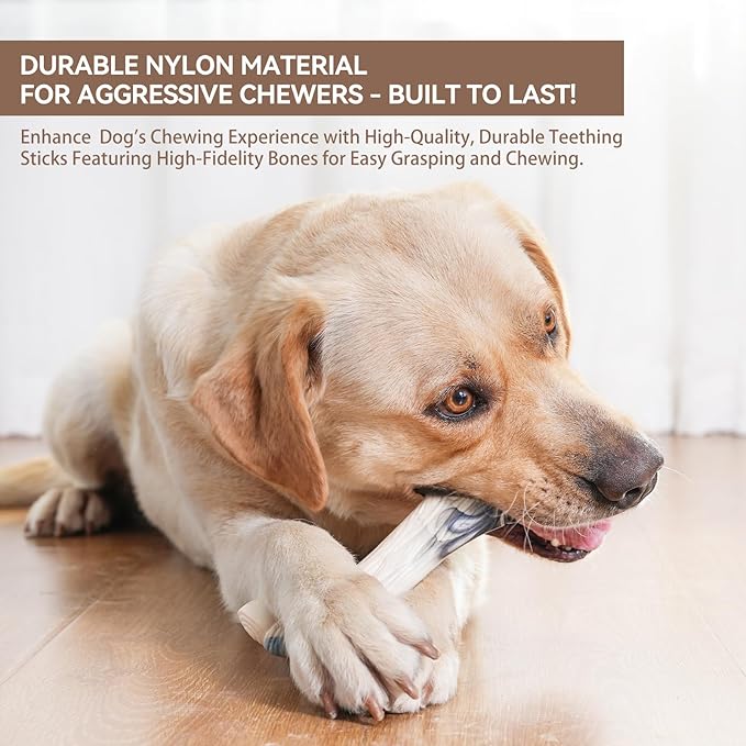 Durable Dog Toys, Doggo Chew Toys for Aggressive Chewers for Large/Medium/Small Breeds, Real Bacon Flavor Dog Bones Toys
