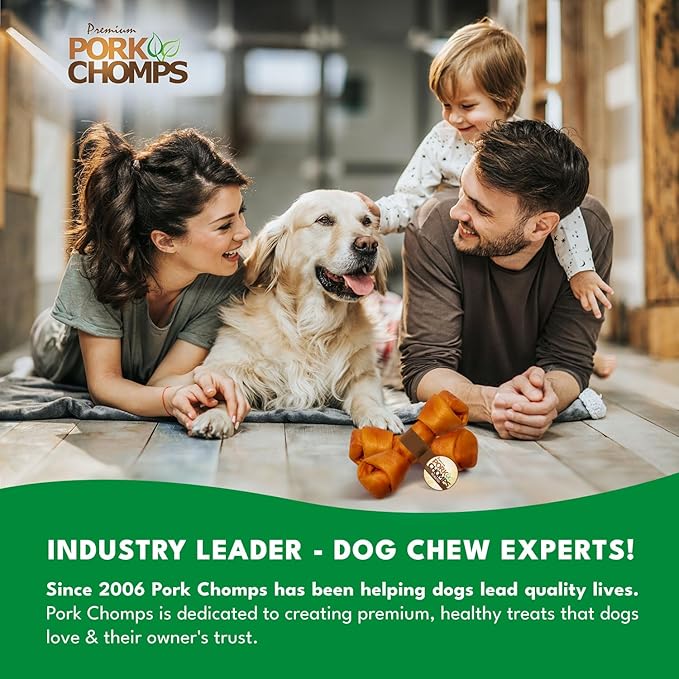 Pork Chomps Roasted Pork Skin Dog Chew, 8-inch Knot, 1 Count