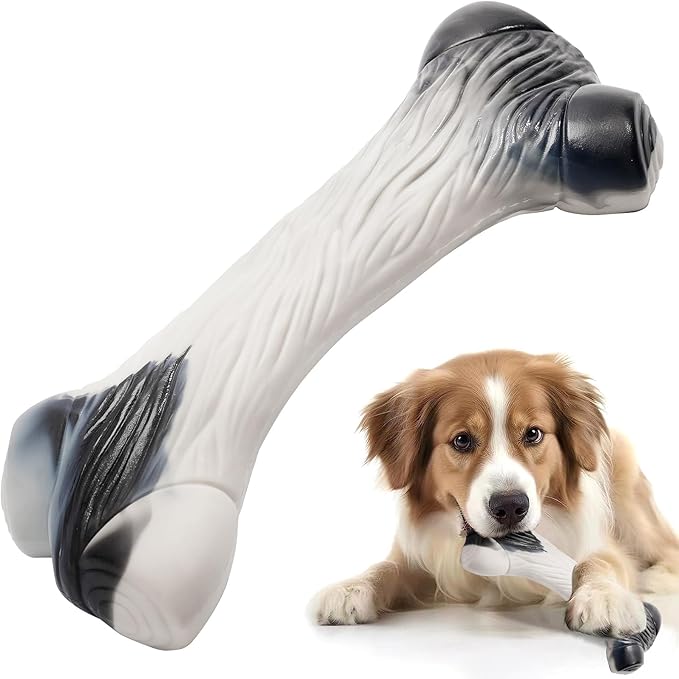 Durable Dog Toys, Doggo Chew Toys for Aggressive Chewers for Large/Medium/Small Breeds, Real Bacon Flavor Dog Bones Toys