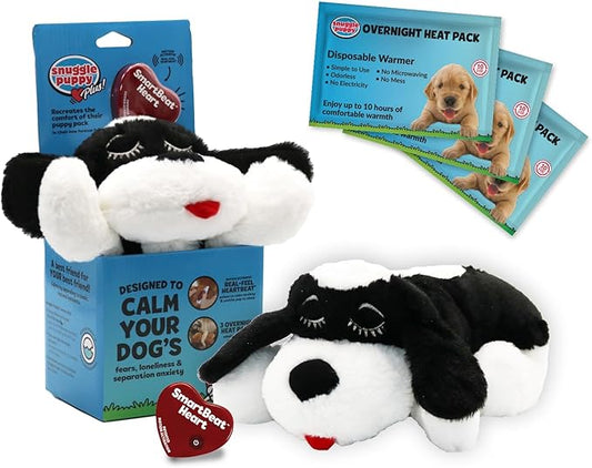 Snuggle Puppy Plus Dog Toys with 3 Heat Packs & New Motion Activated RealFeel Heartbeat - Dog Anxiety Relief, Calming Aid, and Comfort Toy for Behavioral Training
