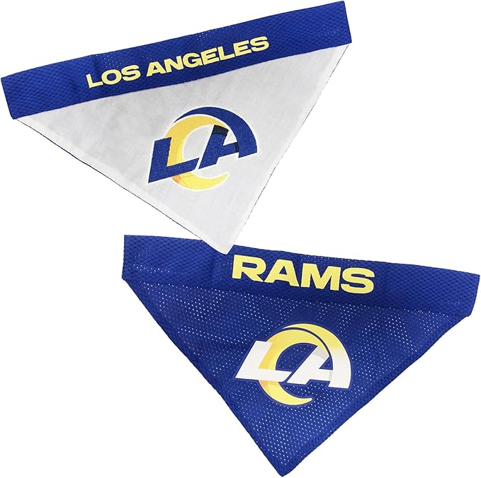 Pets First NFL DOG BANDANA - LOS ANGELES RAMS REVERSIBLE PET BANDANA. 2 Sided Sports Bandana with a PREMIUM Embroidery TEAM LOGO, Large/X-Large. - 2 Sizes & 32 NFL Teams available