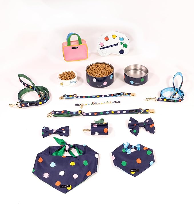 kate spade new york Pet Bandana for Boy or Girl Dogs, Lightweight Bandana for Dog, Cute Dog Scarf for Medium or Large Pets, Watercolor Dot