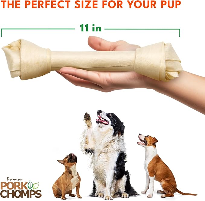 Pork Chomps Baked Pork Skin Dog Chew, 11-inch Knot, 1 Count
