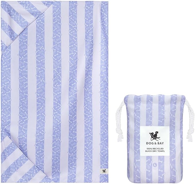Dock & Bay Pet Towel - Super Absorbent & Quick Drying Dog Towels with Bag - 100% Recycled - Pawfect Purple, Large (120x70cm, 47x27)