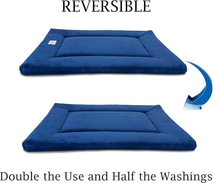 Pet Dreams Dog Crate Pad - Washable Kennel Mat, Crate Pads for Dog Cages, Non-Toxic, Flat Indoor Cat Bed, Fits iCrate 18, 24, 30, 36, 42, 48 Inches (Blue, Small, 24")