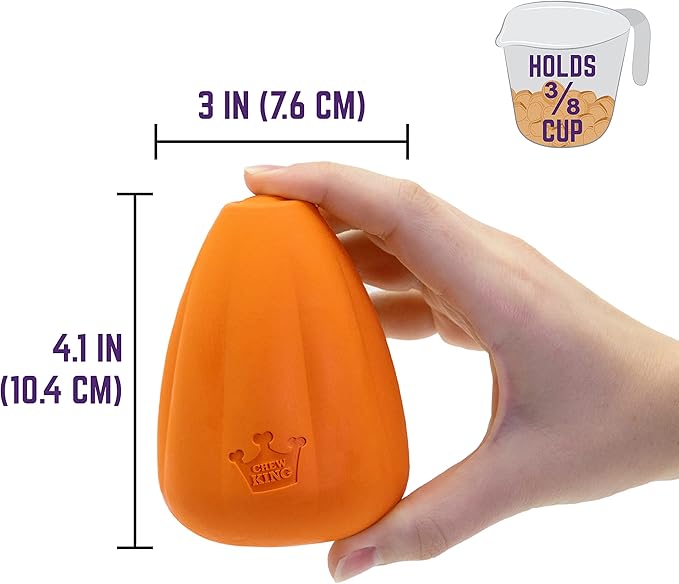 Chew King Premium Treat Dog Toy, Extremely Durable Natural Rubber Toy, Bacon Flavored Dog Toy Orange Large