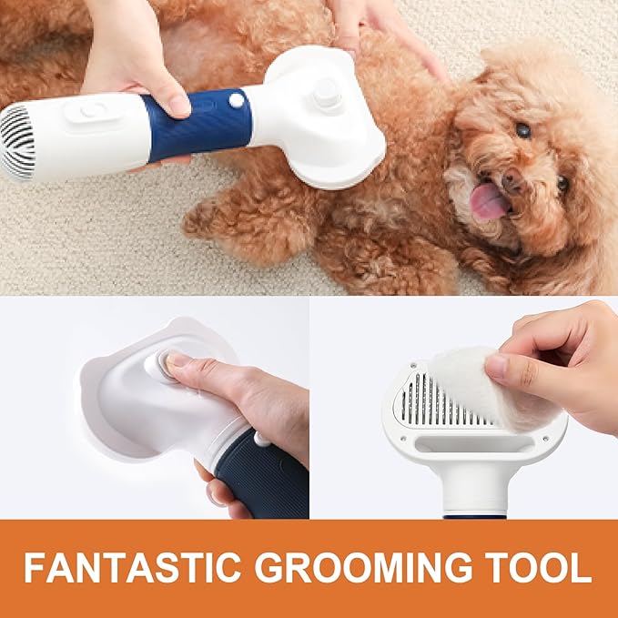 Professional Pet Grooming Dryer 3-in-1 Dog Blow Dryer with Brush, Adjustable Temp, Quiet & Portable