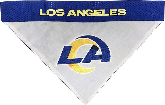 Pets First NFL DOG BANDANA - LOS ANGELES RAMS REVERSIBLE PET BANDANA. 2 Sided Sports Bandana with a PREMIUM Embroidery TEAM LOGO, Large/X-Large. - 2 Sizes & 32 NFL Teams available