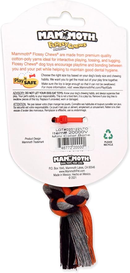 Mammoth Pet Products Flossy Chews Cottonblend Color Rope e, Mini, 6-Inch, MultiColored (20000V)