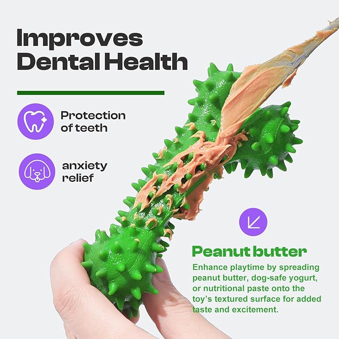 Dog Chew Toys for Aggressive Chewers - Rubber Chew Toys, Bacon Flavor Teething Dog Toys, Interactive Toy for Teeth Cleaning and Gum Massage, Bacon Flavour (Green)