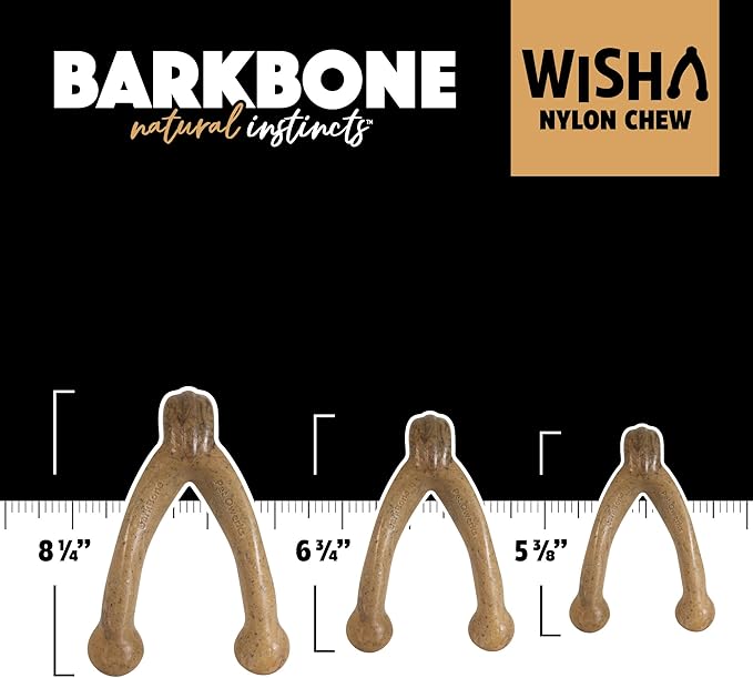 Pet Qwerks Wishbone BarkBone - Nylon Chew Toy for Aggressive Chewers - Bacon Flavor - 6.75"