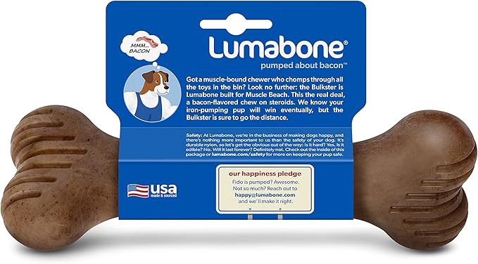 Bulkster Durable Chew Toy for Aggressive Chewers, Real Bacon, Made in USA, Large