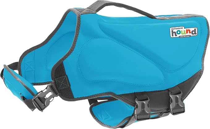 Outward Hound Dawson Swim Dog Life Jacket, High-Performance Neoprene Dog Life Vest for Swimming, Boating, and Water Safety, XS, Blue