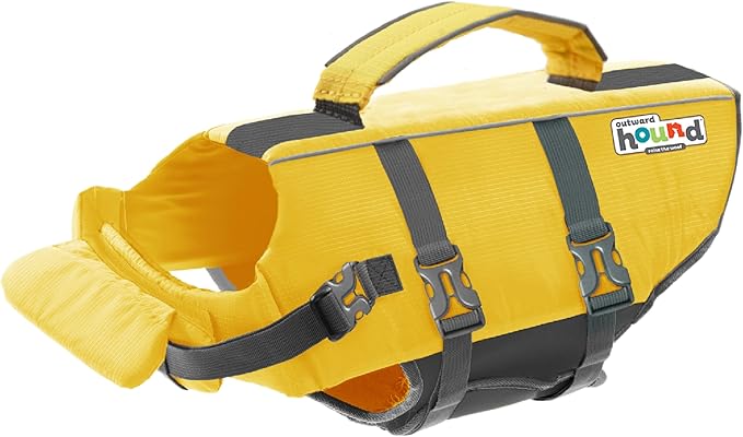 Outward Hound Granby Splash Dog Life Jacket, High-Buoyancy Dog Life Vest for Swimming, Boating, and Water Safety, Small, Yellow