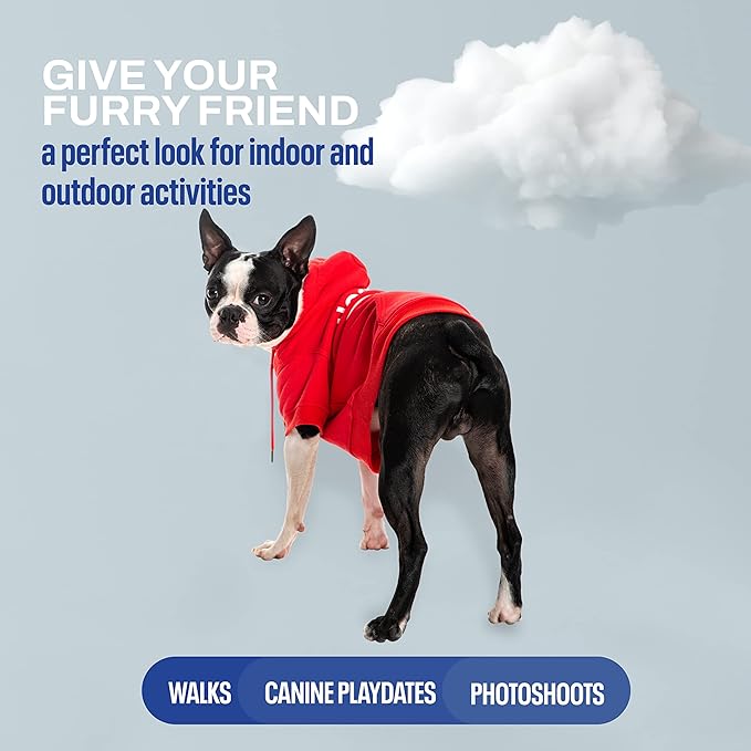 Reebok Fleece Dog Sweater Cozy Warm Perfect Dog Christmas Outfit, Sweatshirt with Leash Hole, Premium Fall Sweater Pullover Hoodie for Small, Medium & Large Dogs
